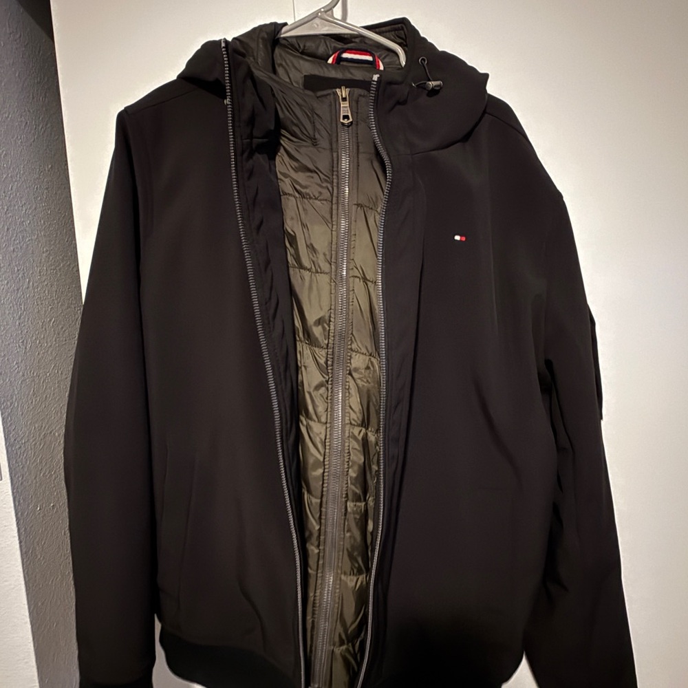 Tommy Hilfiger Black and Olive Puffer Jacket